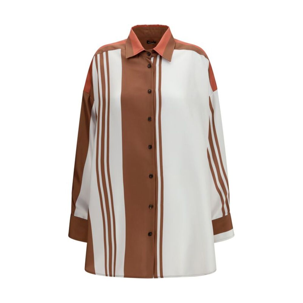 Kiton Women Long Striped Silk Shirt